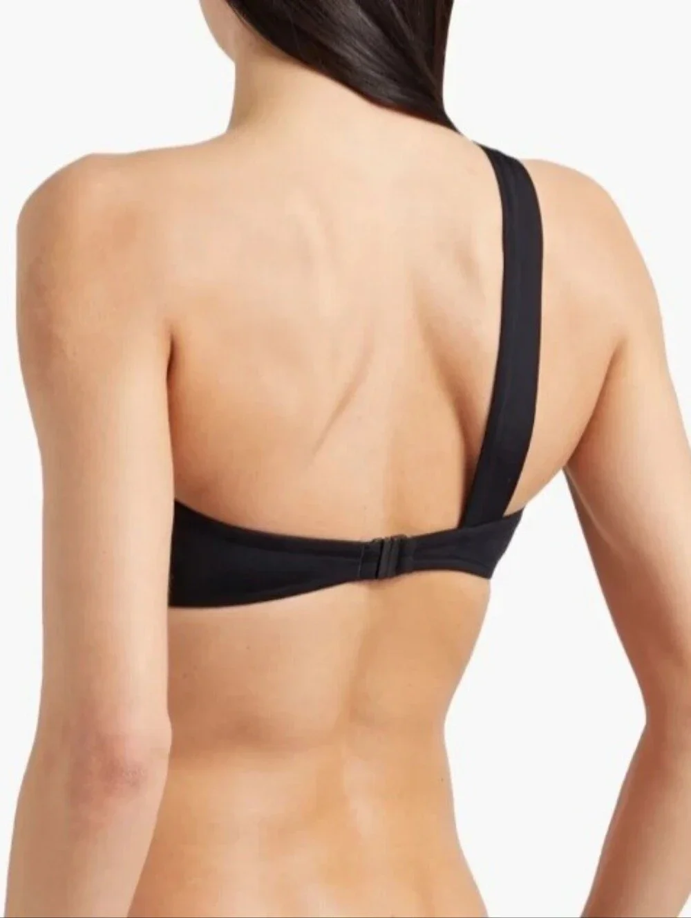 SEAFOLLY Black One Shoulder Bandeau Bikini Top Size 8